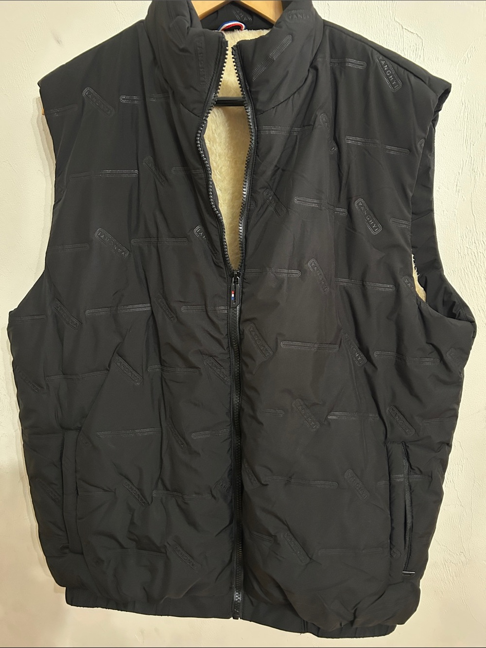 Men's YANGHYI Black Puffer Vest with Sherpa Lining Size 5XL